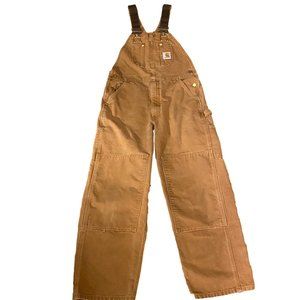 Carhartt brown duck bib work overalls 34x28